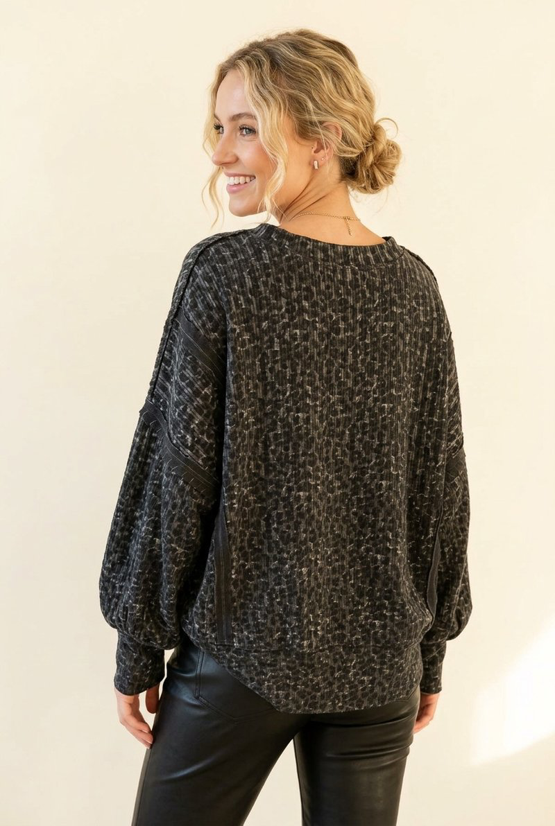 Oversized Leopard Knit Top