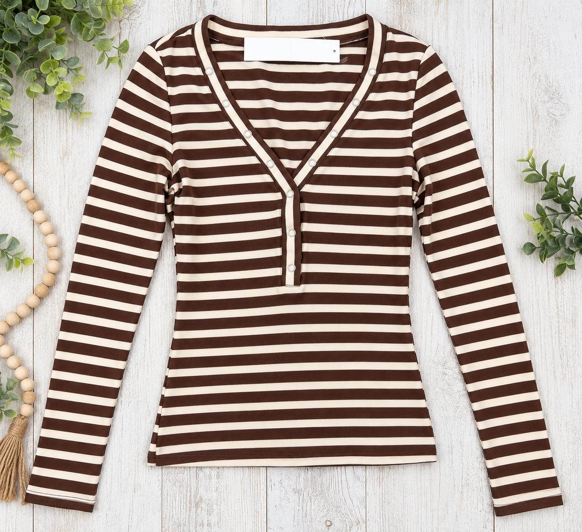 Striped Henley Long Sleeve