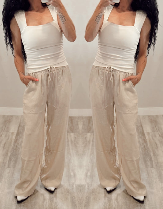 Square Neck Ruched Side Top