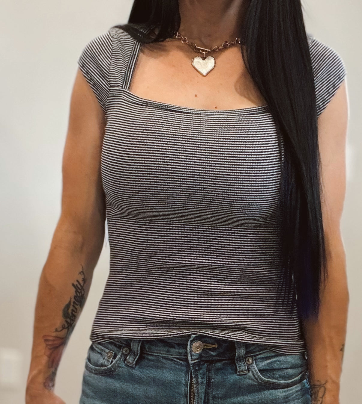 Striped Cap Sleeve Baby Top