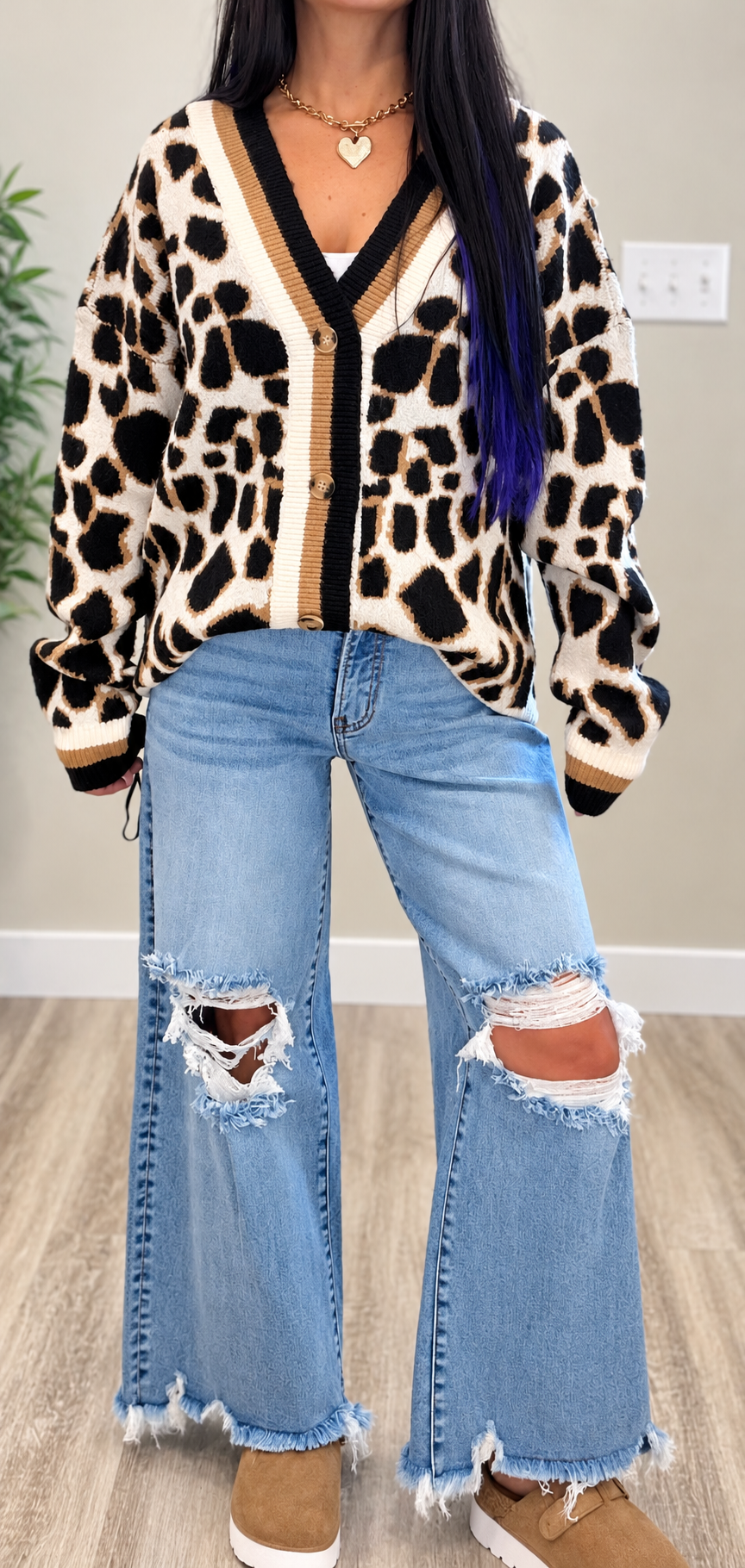 Leopard Button front Cardigan