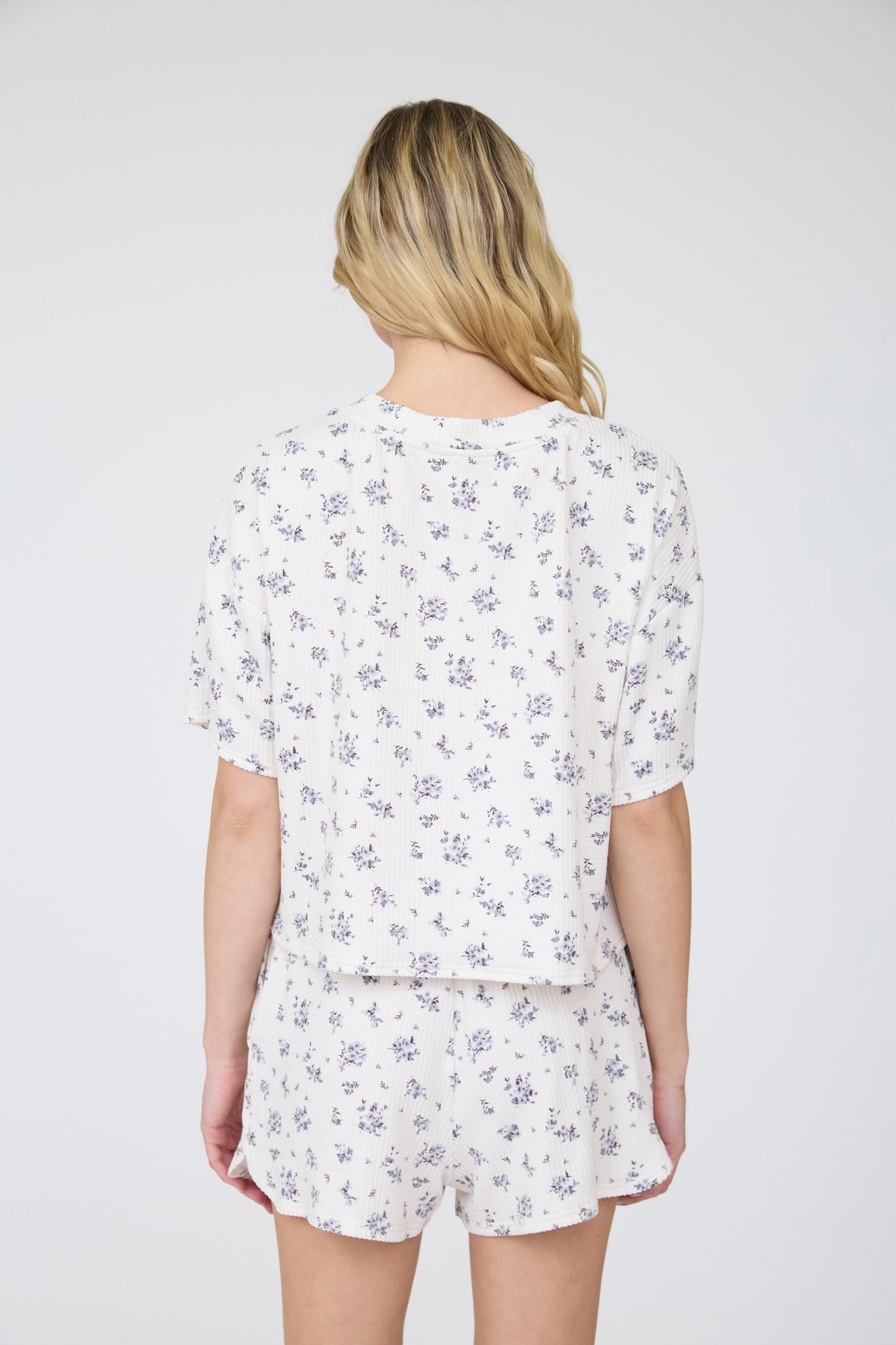 Ribbed Floral Lounge Shorts