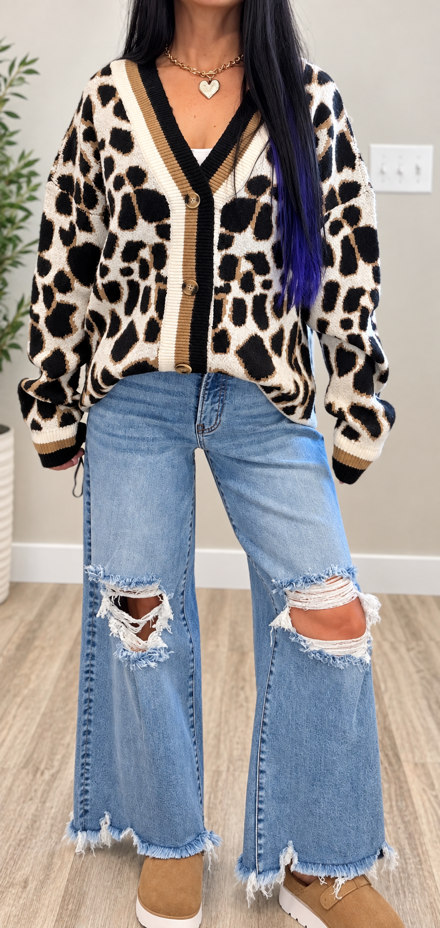 Leopard Button front Cardigan