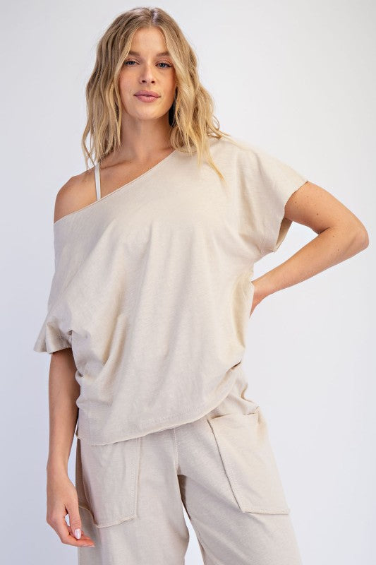 Cotton Slub Off shoulder Tee