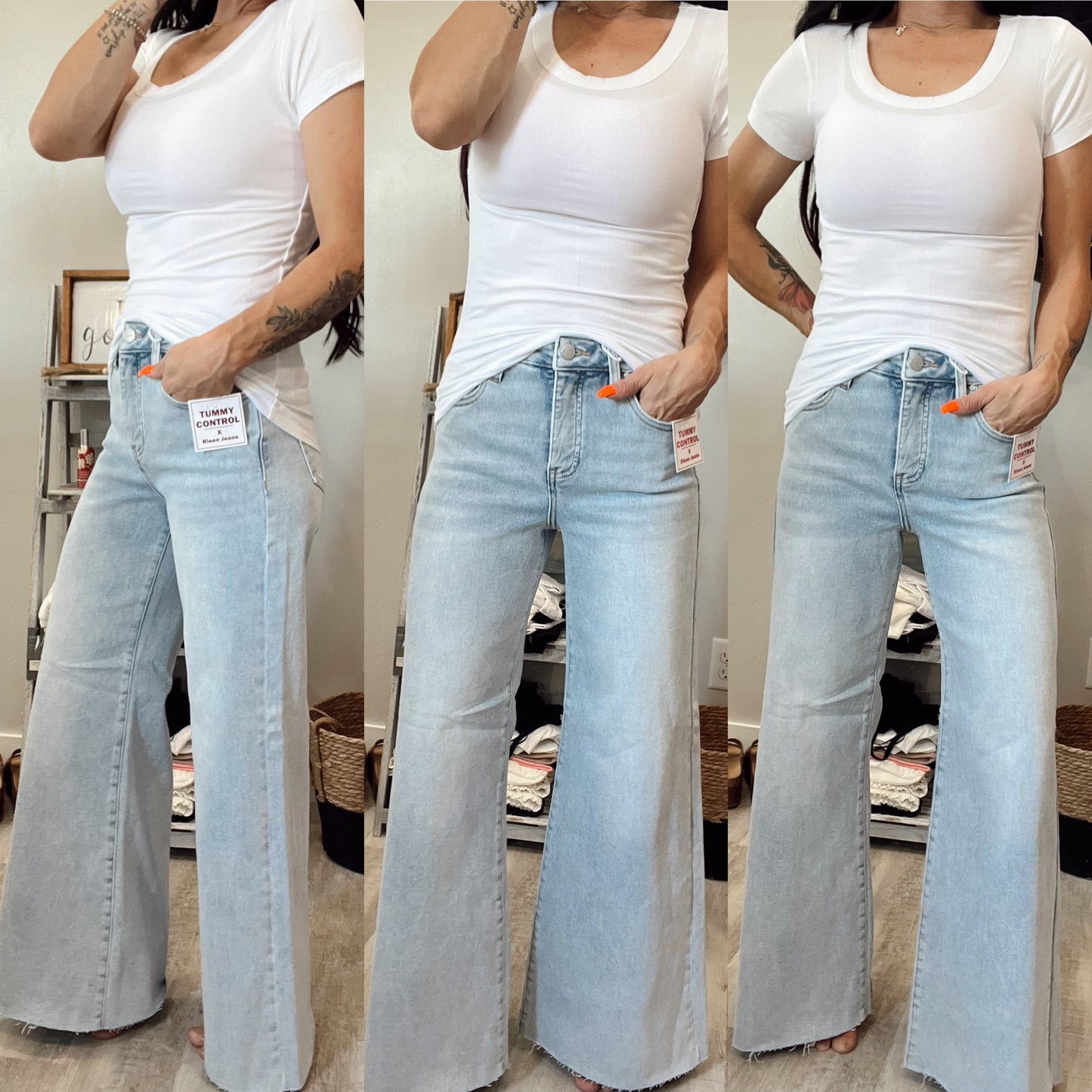 Risen Light Wash Palazzo Denim
