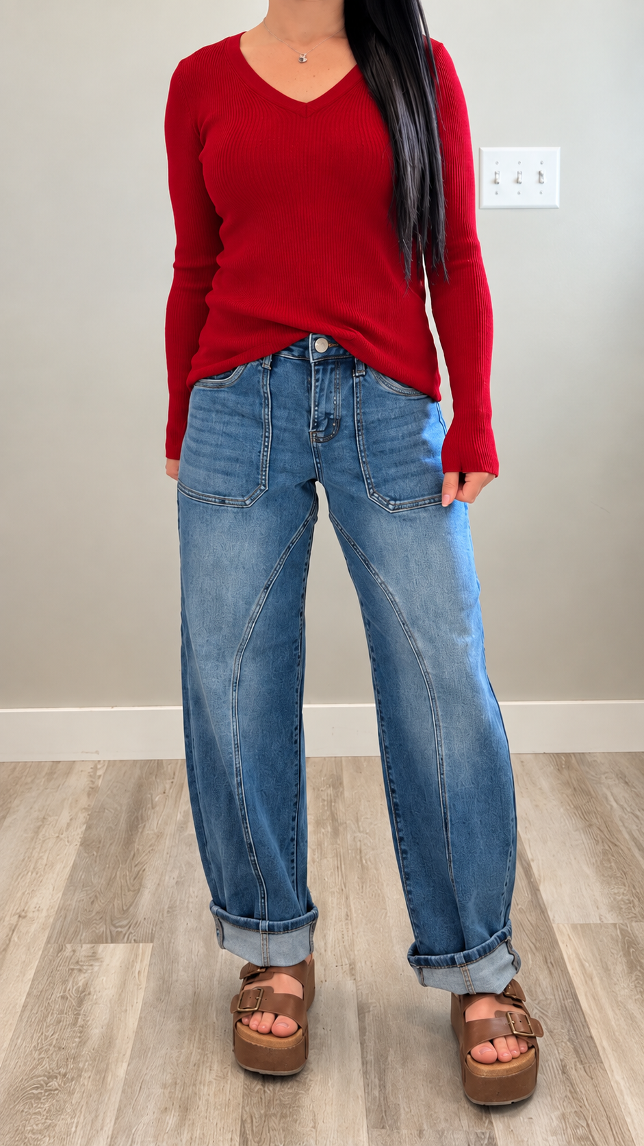 Risen Mid Rise Barrel Denim￼