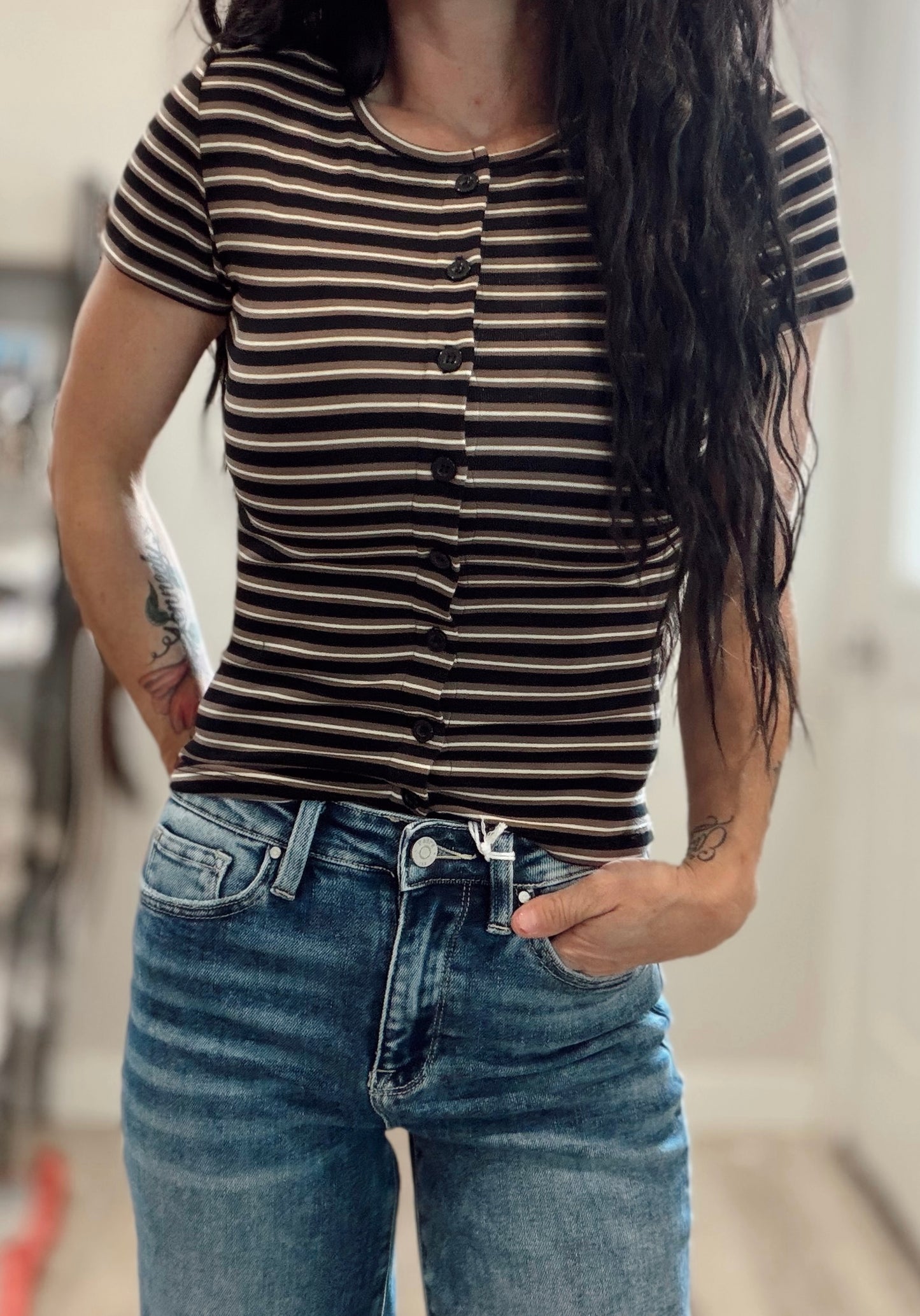 Striped Button Down Top