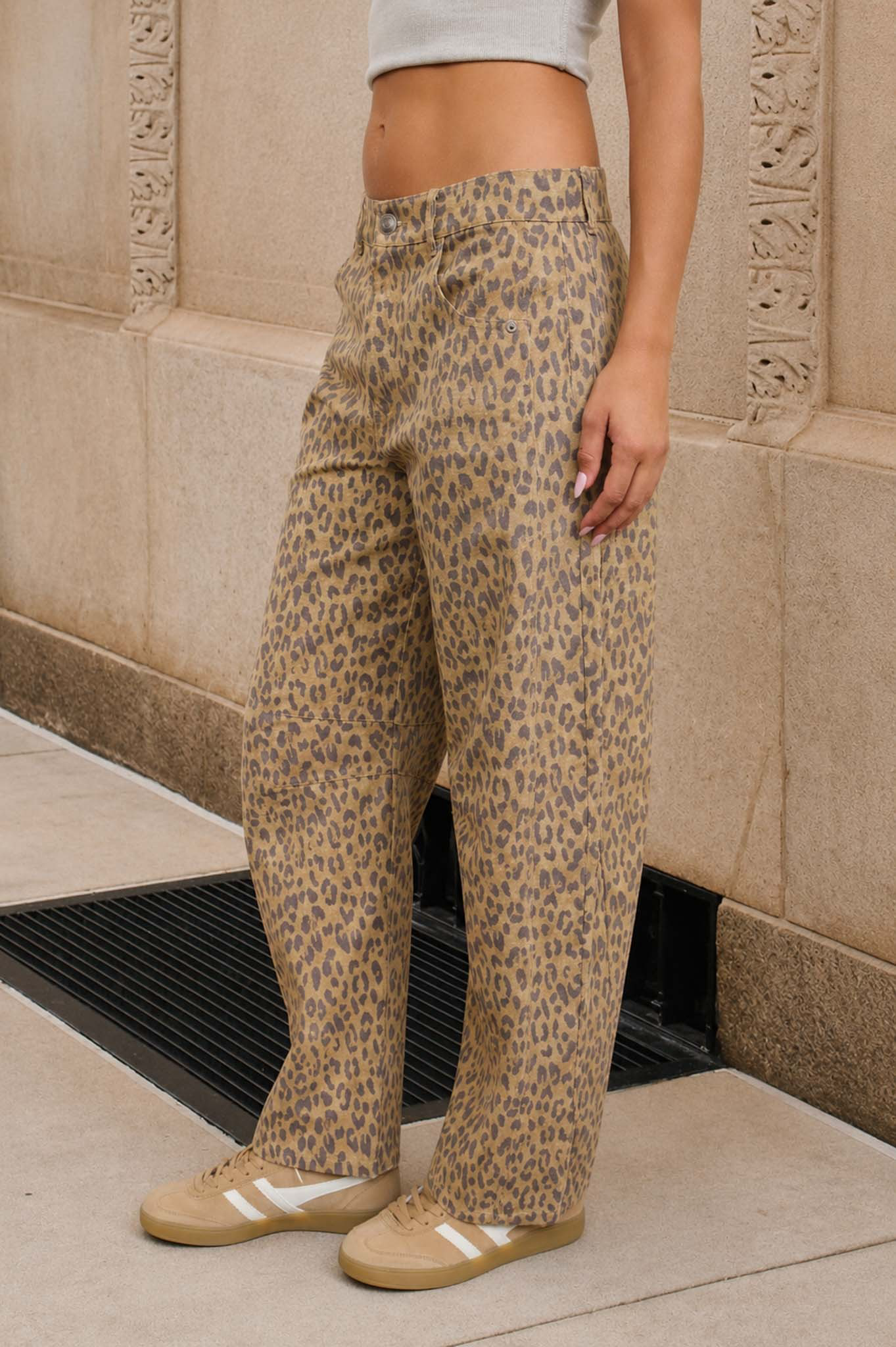 Leopard Barrel Denim Jeans