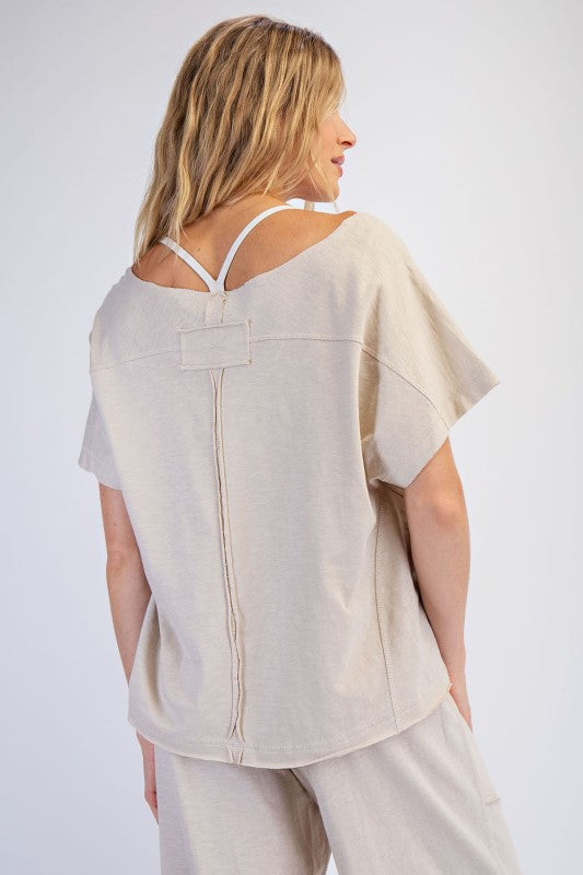 Cotton Slub Off shoulder Tee