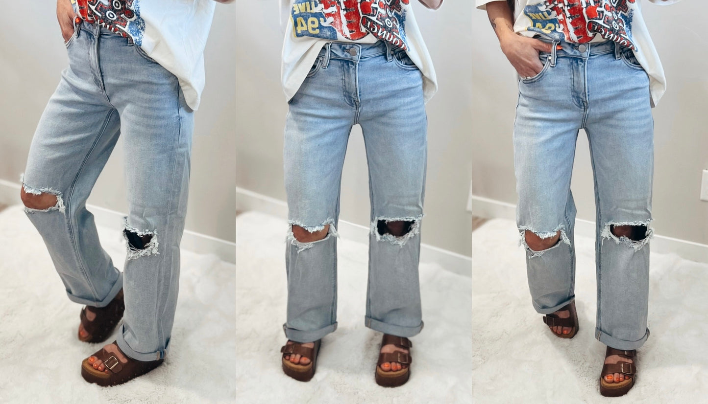 Risen Mid Rise Boyfriend Jeans