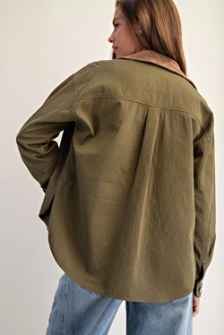 Olive Collared Button Jacket
