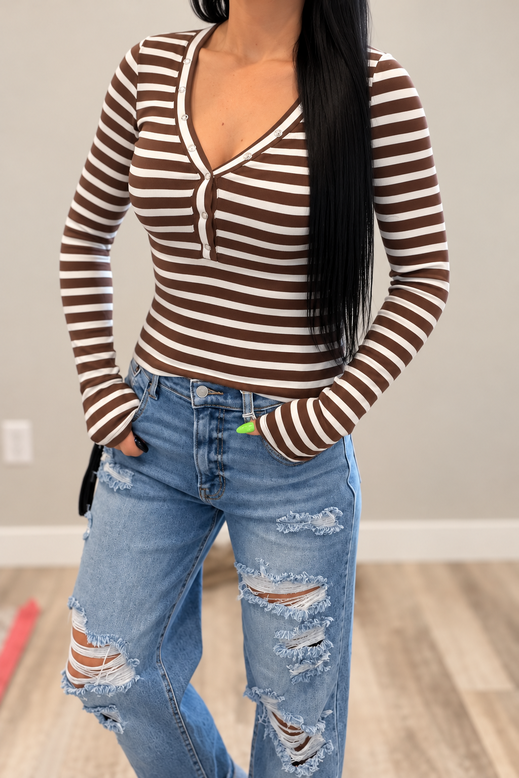 Striped Henley Long Sleeve