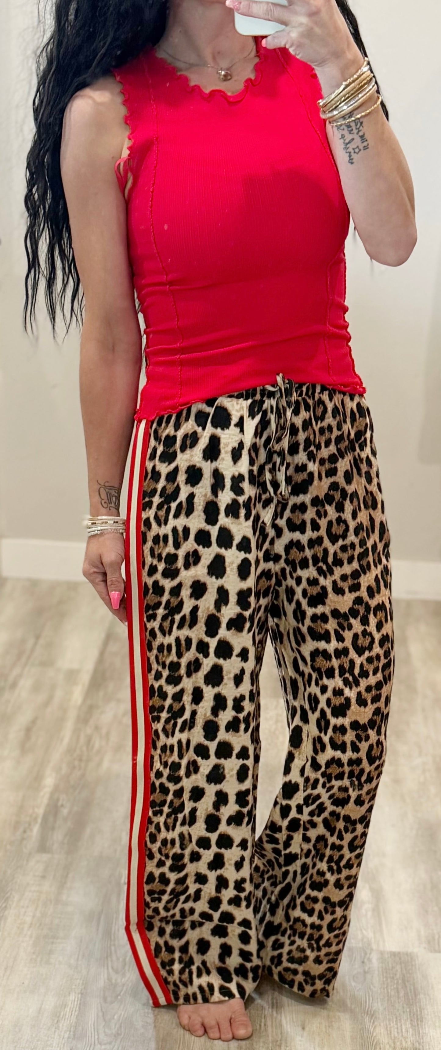 Leopard Stripe Wide Pants