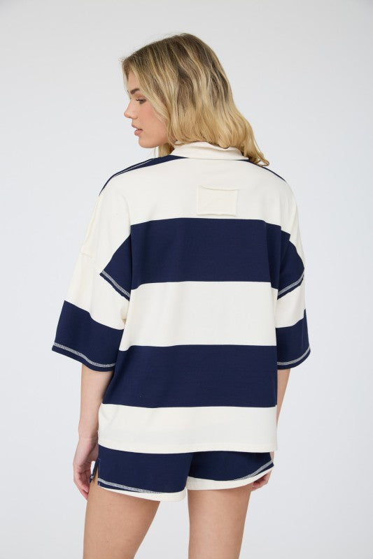 Navy Stripe Collar Set