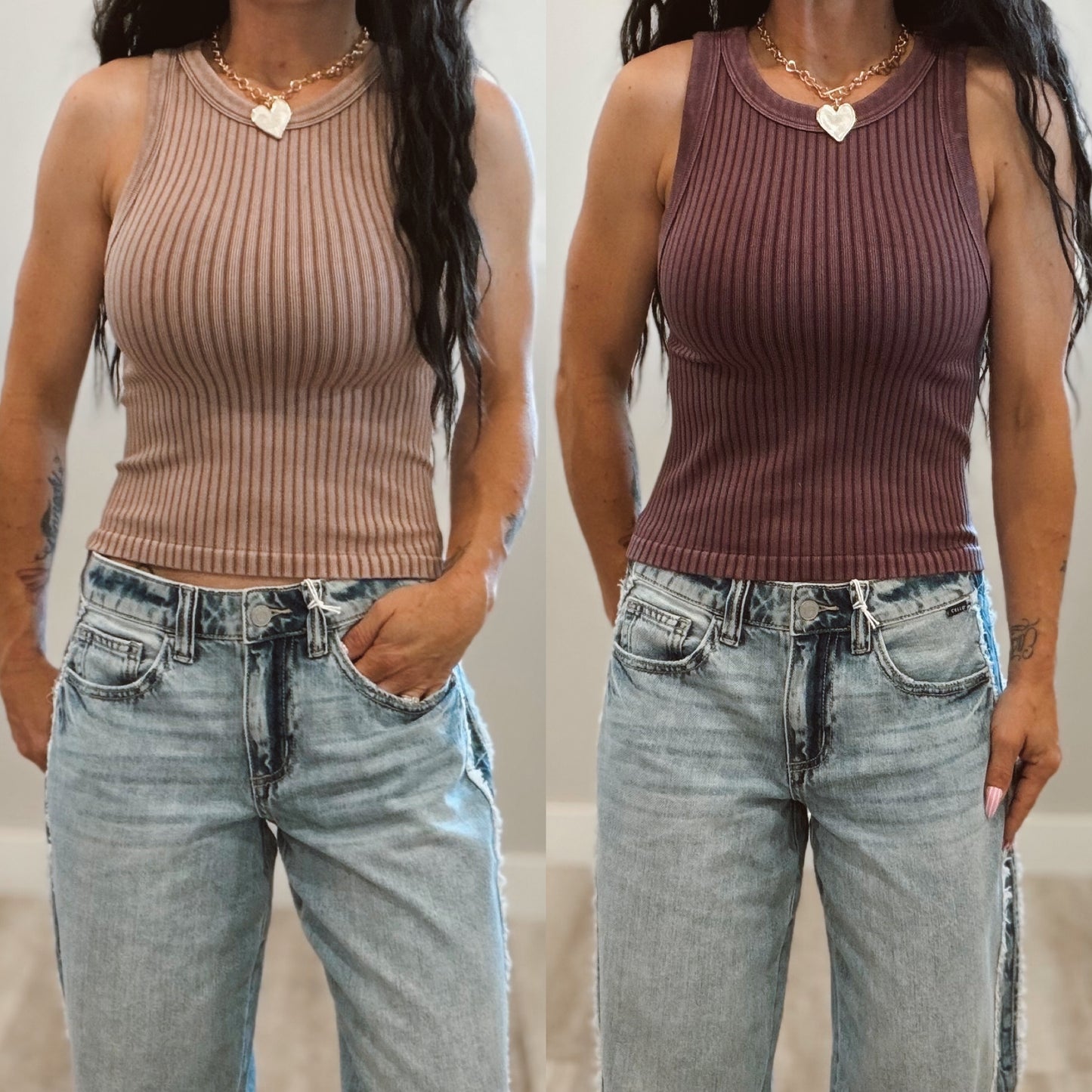 Washed Wide Rib Tank Tops