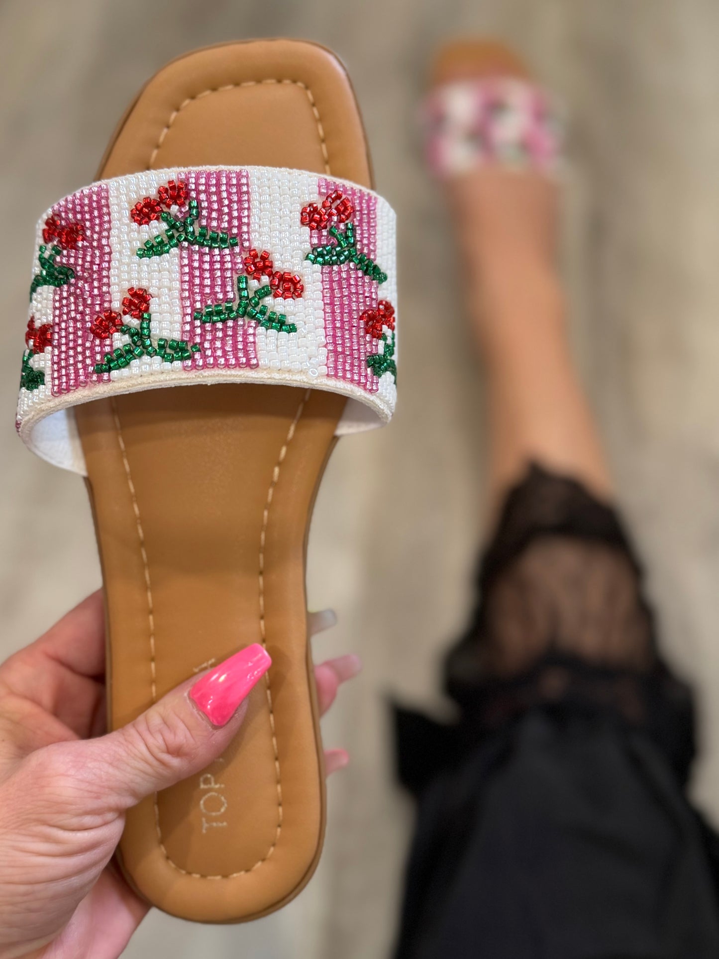Beaded Cherry Slides