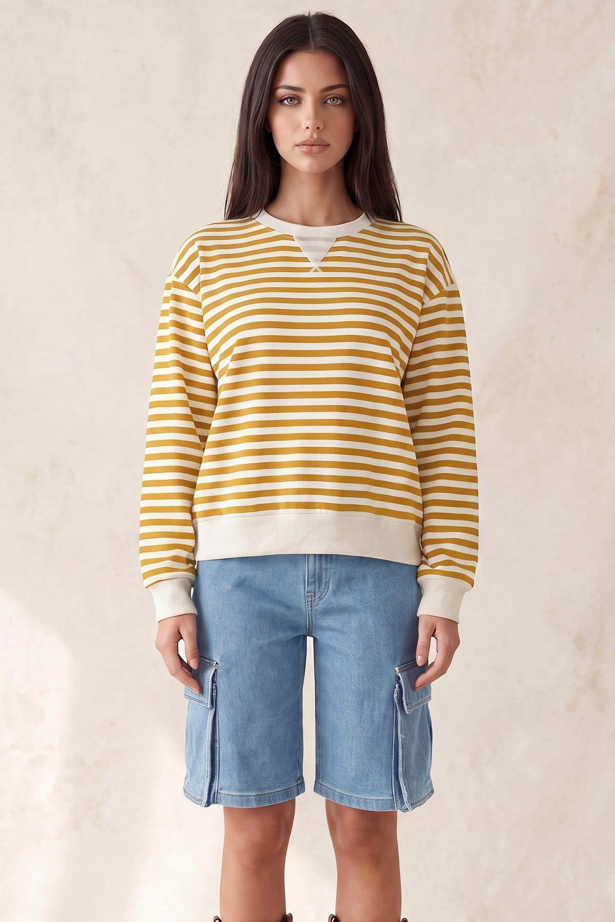 Striped Pullover Sweatshirt