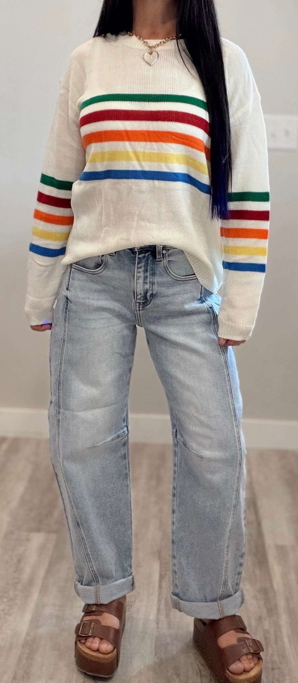 Rainbow Stripe Knit Sweater