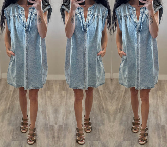 Stone Wash Denim Dress