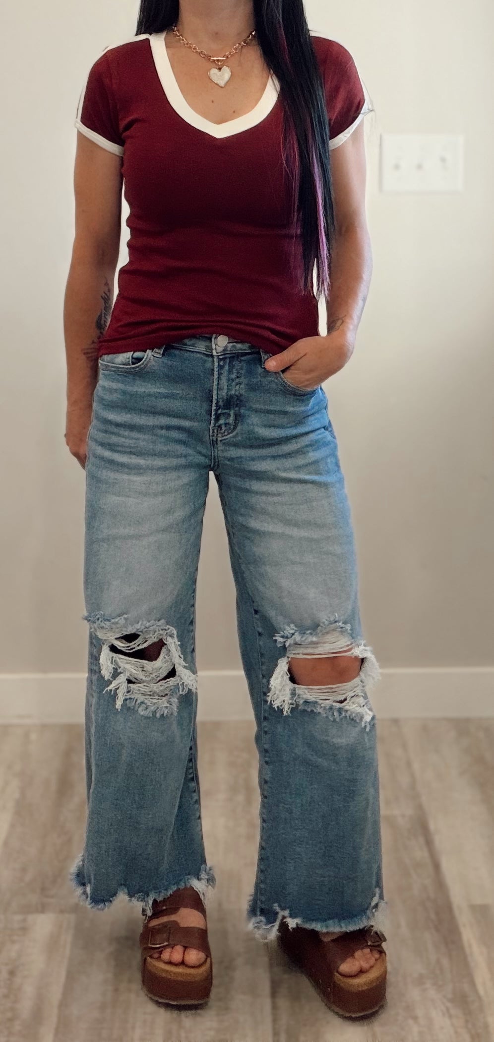 V Neck Ringer Tee