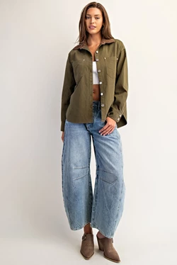 Olive Collared Button Jacket