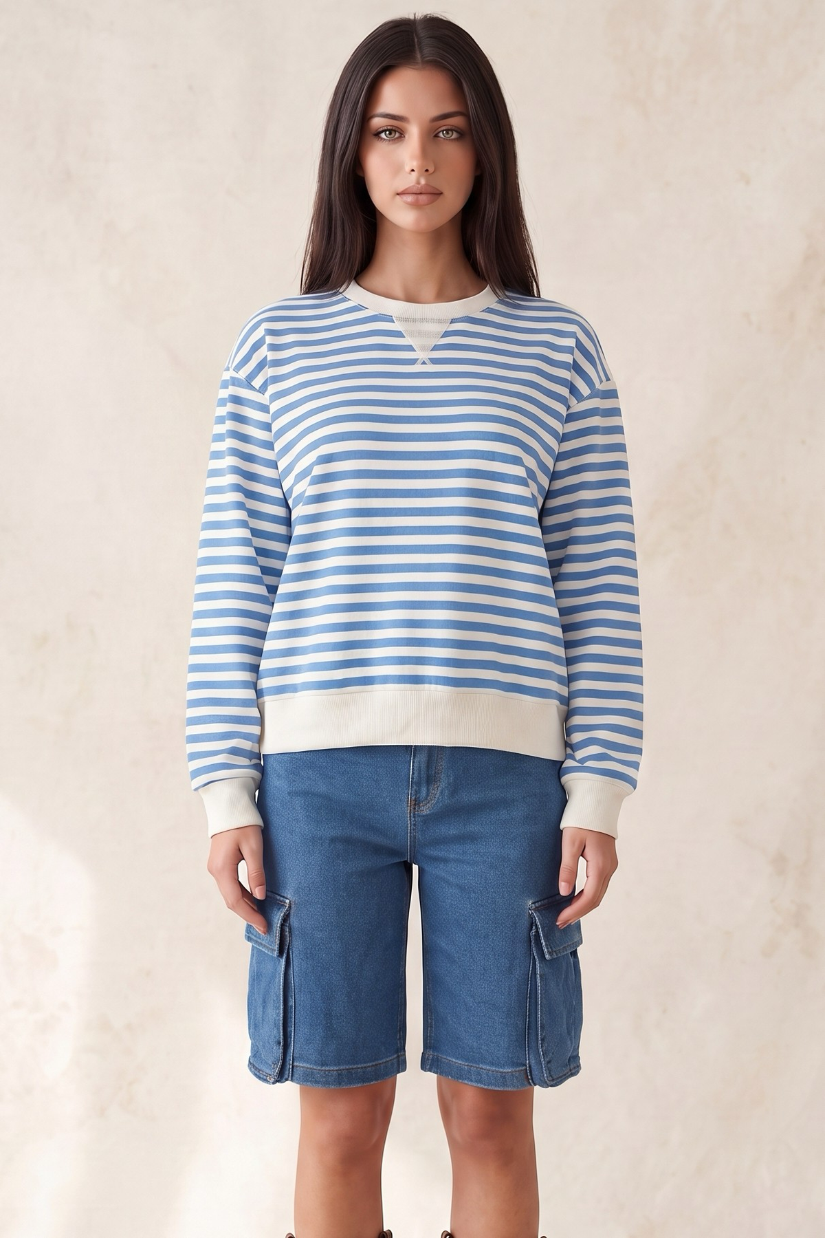 Striped Pullover Sweatshirt
