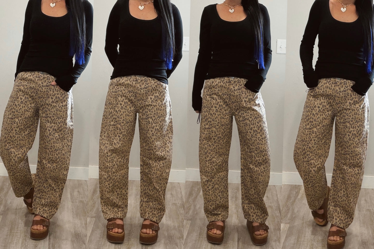 Leopard Barrel Denim Jeans