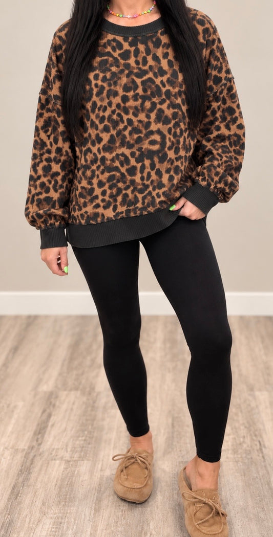 Leopard Ribbed Pullover