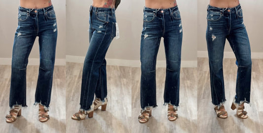 Risen Crop Dark Denim