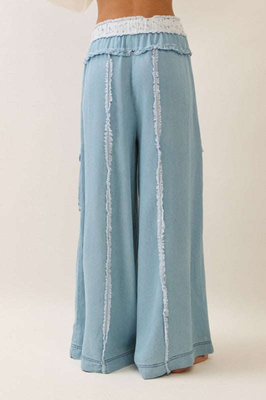 Lace patch Wide Pants