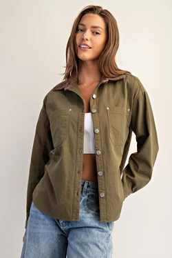 Olive Collared Button Jacket
