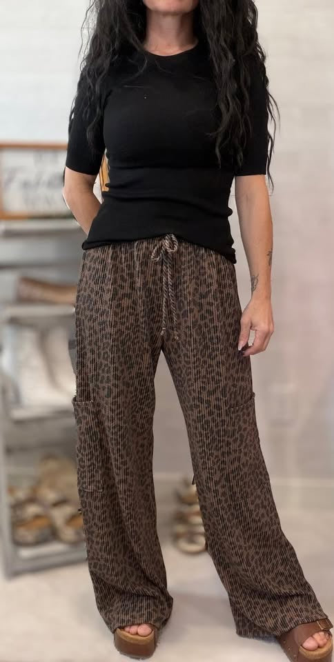 Leopard Ribbed Pants