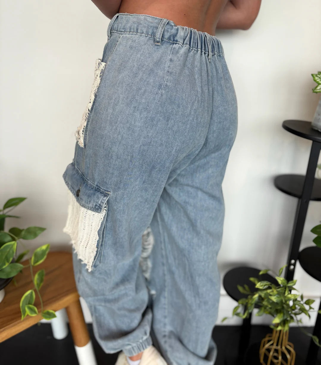 Boho Denim Joggers