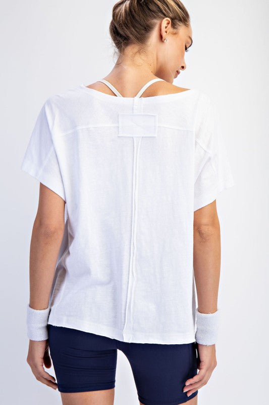 Cotton Slub Off shoulder Tee