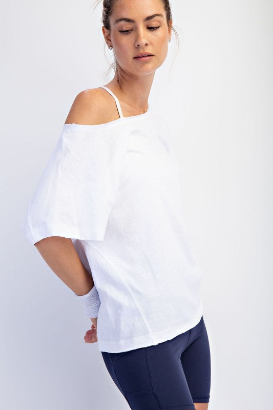 Cotton Slub Off shoulder Tee