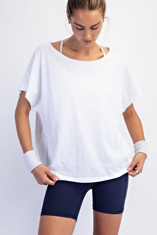 Cotton Slub Off shoulder Tee