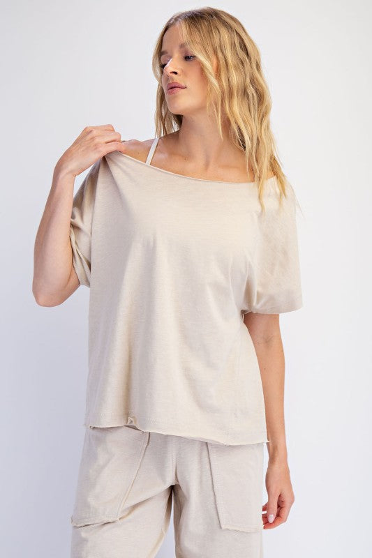 Cotton Slub Off shoulder Tee