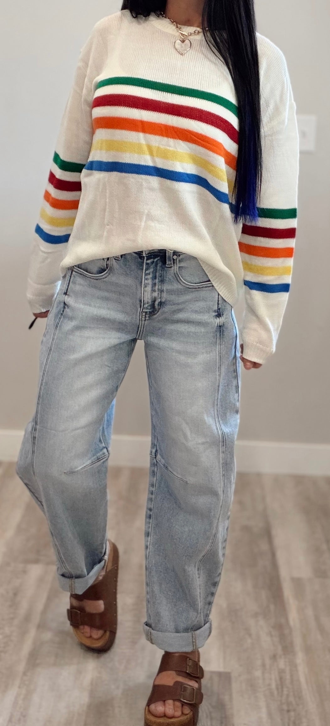 Rainbow Stripe Knit Sweater