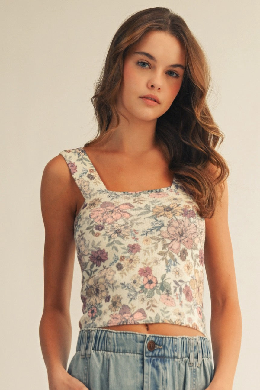 Floral Square Neck Tank