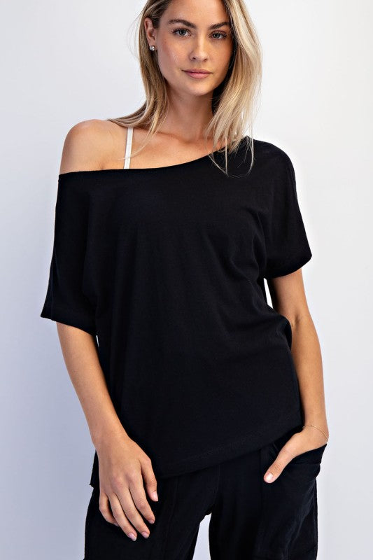 Cotton Slub Off shoulder Tee
