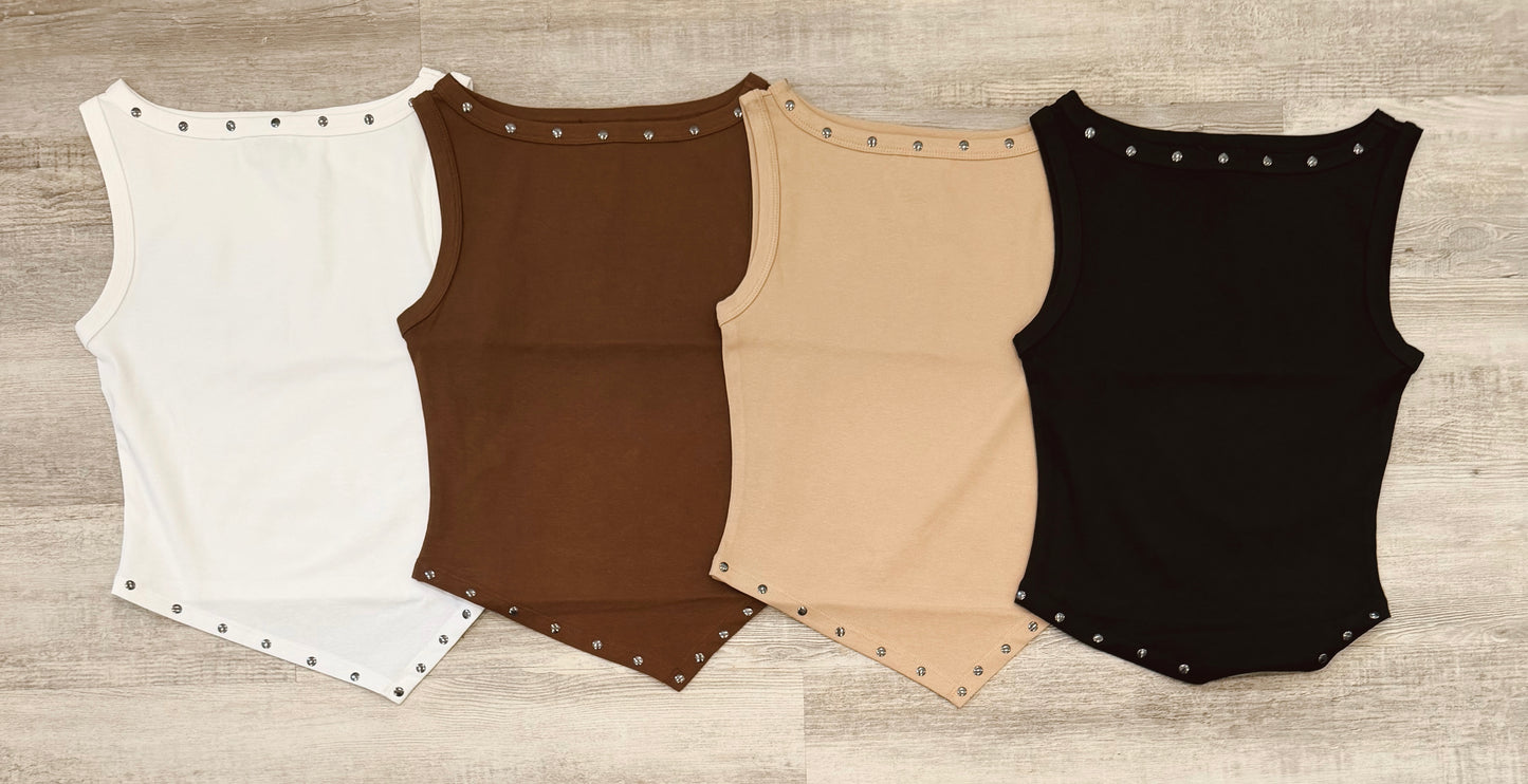 Asymmetrical Studded Tank Top ￼