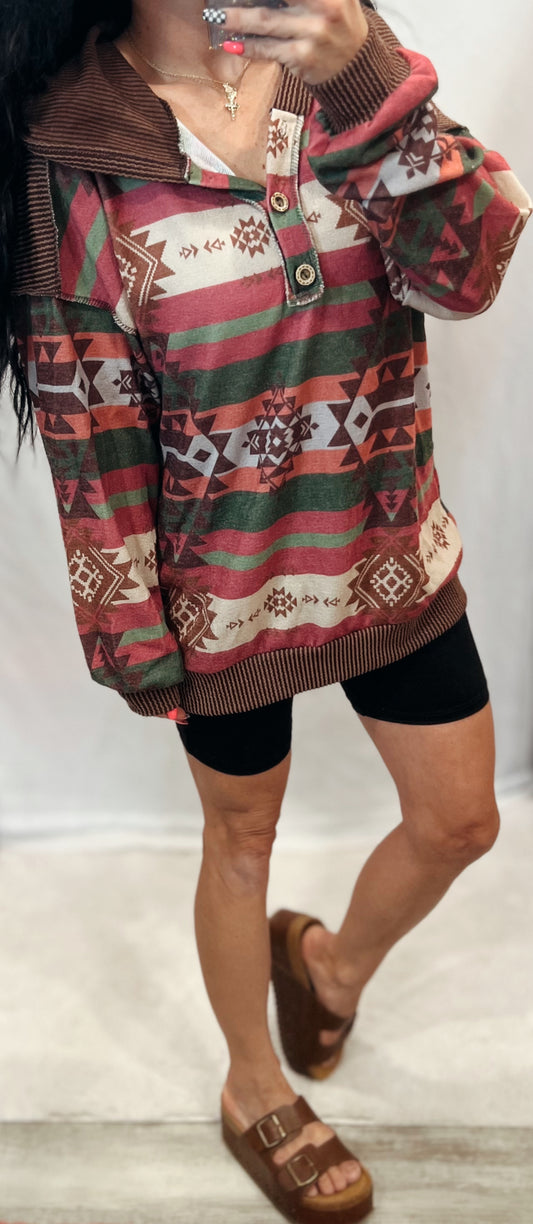 Multi Color Hooded Top