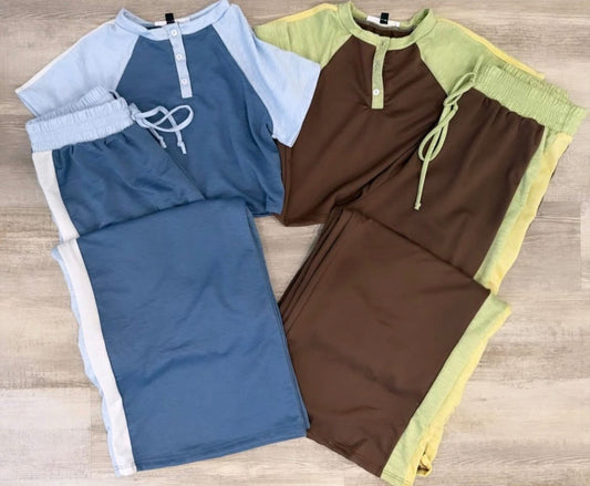 Henley Wide Pant Set