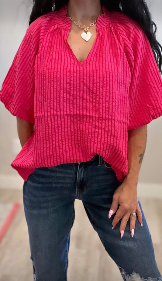 Fuchsia Collared Blouse