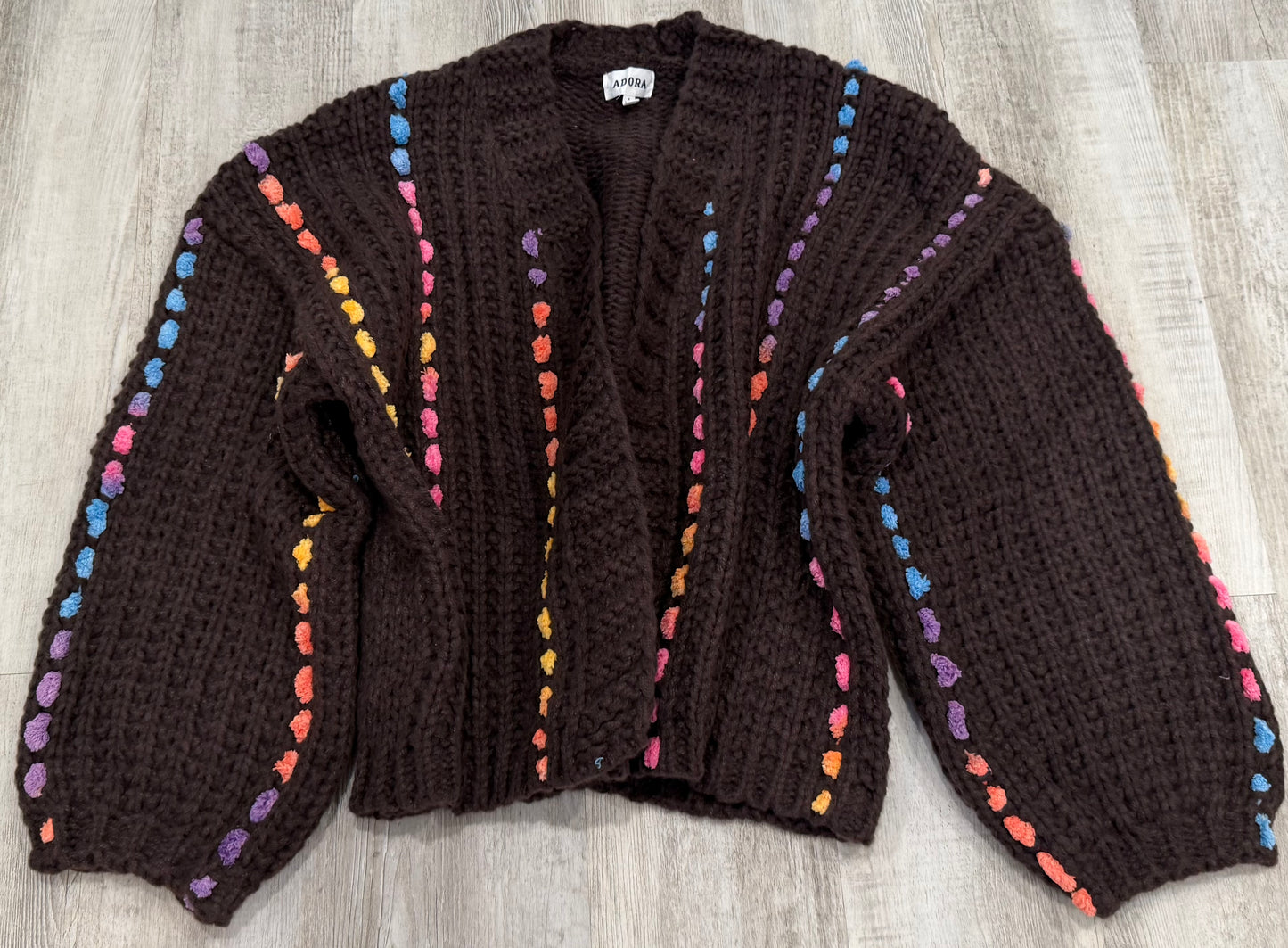 Multicolor Chunky Knit Open Front Cardigan