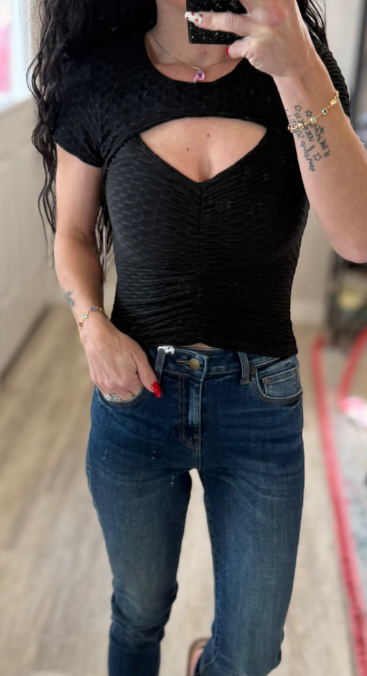 Ruched Honeycomb Peekaboo Top