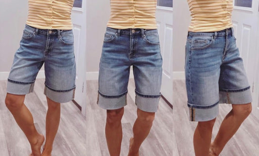 Risen Jeans Cuffed Bermuda Shorts