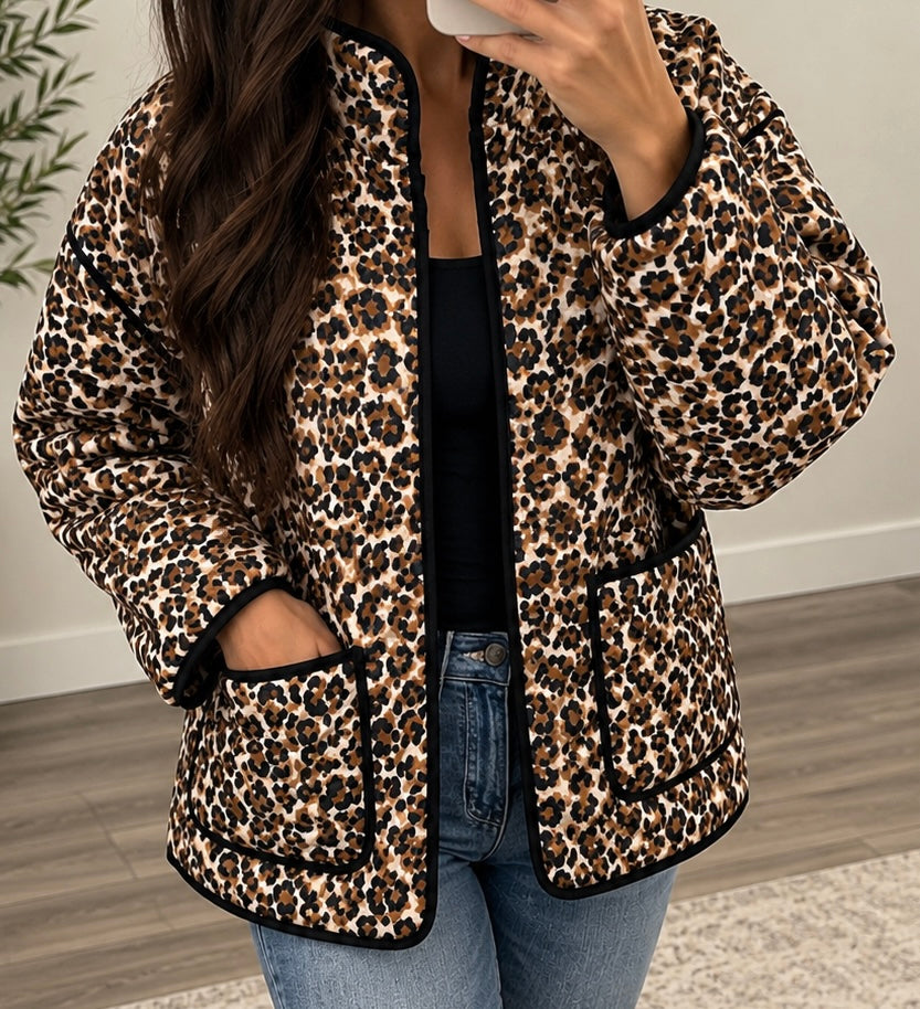 Leopard Quilted Puff Jacket