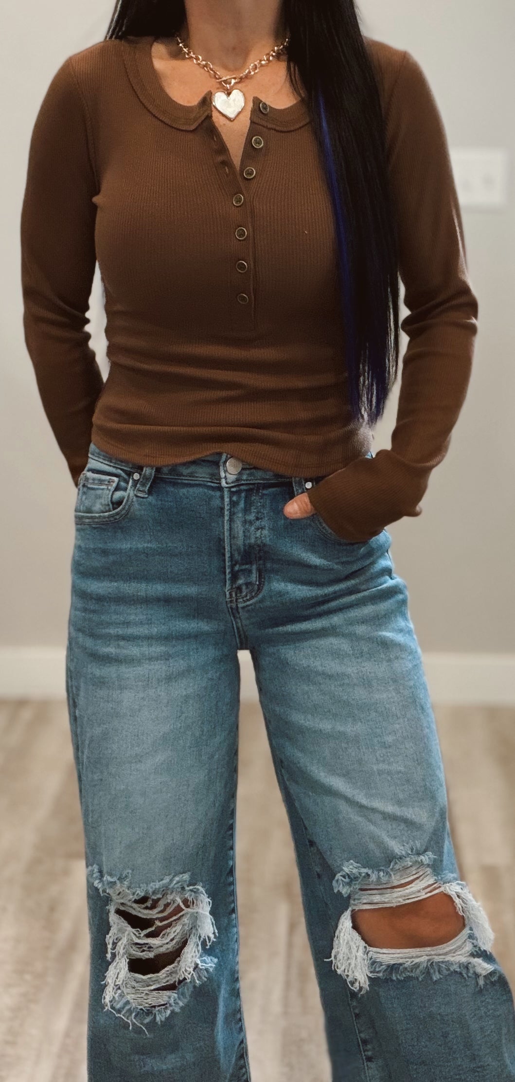 Ribbed Fitted Henley