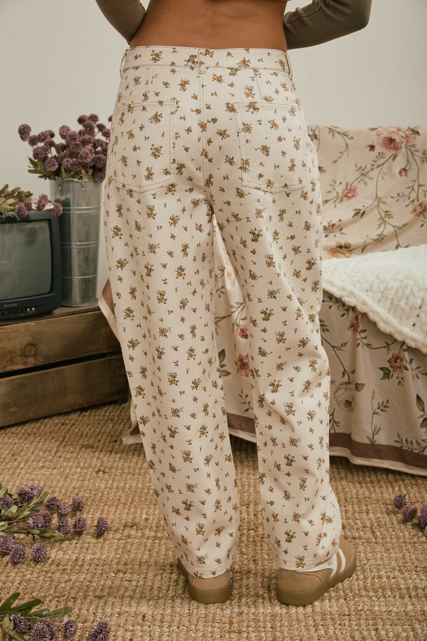 Floral Denim Pants